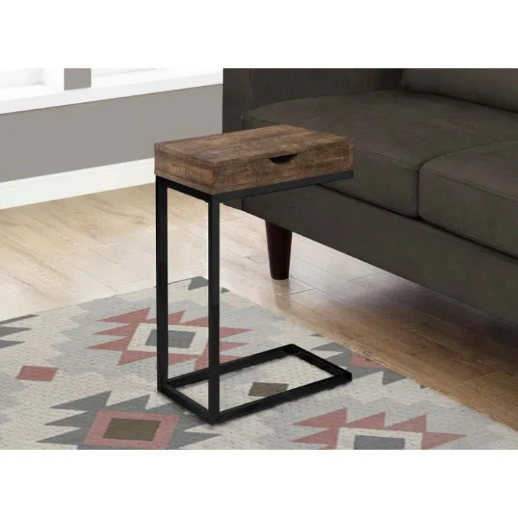 Monarch Accent table - reclaimed wood-look / black / drawer - Brown
