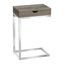 Monarch Accent table - chrome metal / with a drawer - Dark Taupe Discount