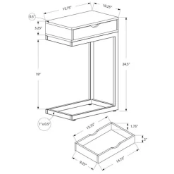 Monarch Accent table - chrome metal / with a drawer - Dark Taupe Discount