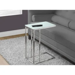 Monarch Accent table - metal with frosted tempered glass - Chrome Hot