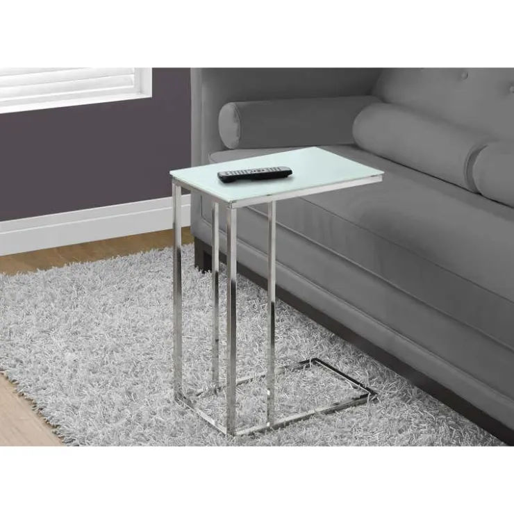 Monarch Accent table - metal with frosted tempered glass - Chrome Hot