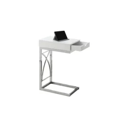 Monarch Accent table - chrome metal / glossy with a drawer - White Outlet