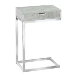 Monarch Accent table - chrome metal / cement with a drawer - Grey Clearance