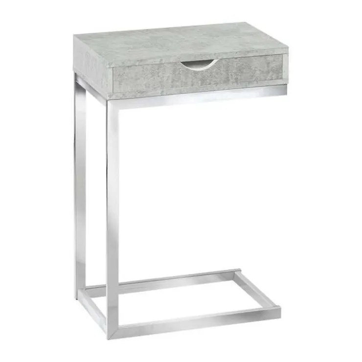 Monarch Accent table - chrome metal / cement with a drawer - Grey Clearance