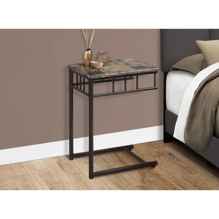Monarch Accent table - marble / bronze metal - Espresso
