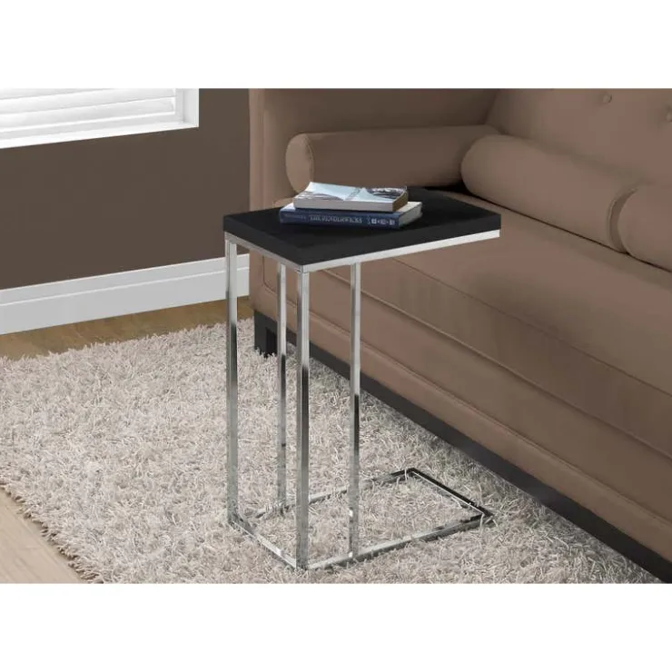 Monarch Accent table - with chrome metal - Espresso Discount