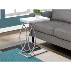 Monarch Accent table - glossy with chrome metal - White New