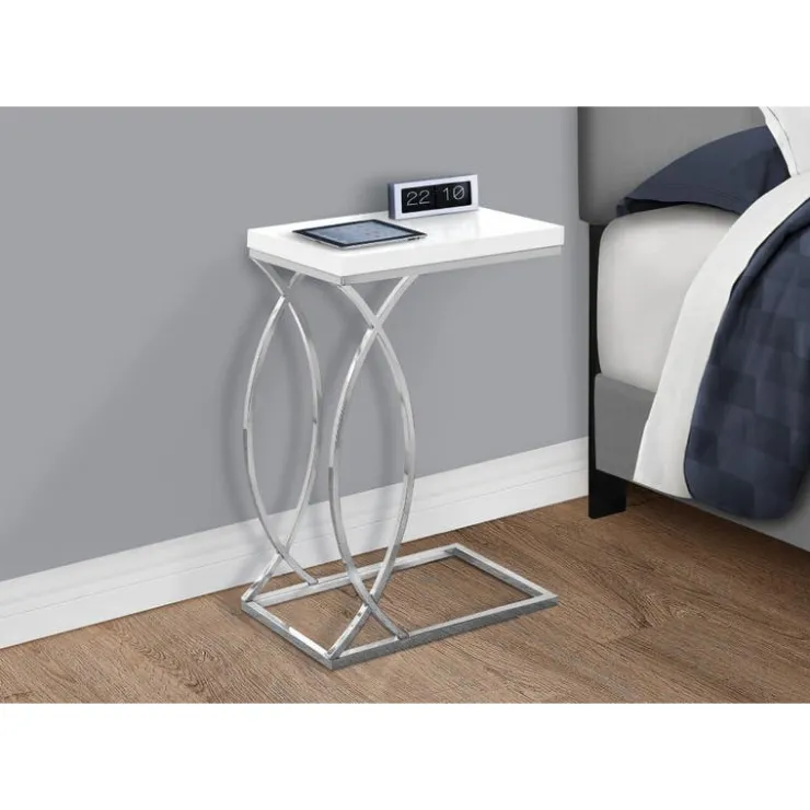Monarch Accent table - glossy with chrome metal - White New