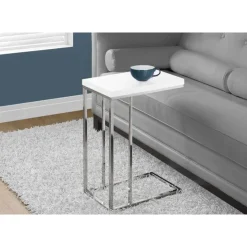 Monarch Accent table - glossy with chrome metal - White Clearance