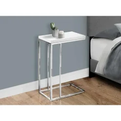 Monarch Accent table - glossy with chrome metal - White Clearance