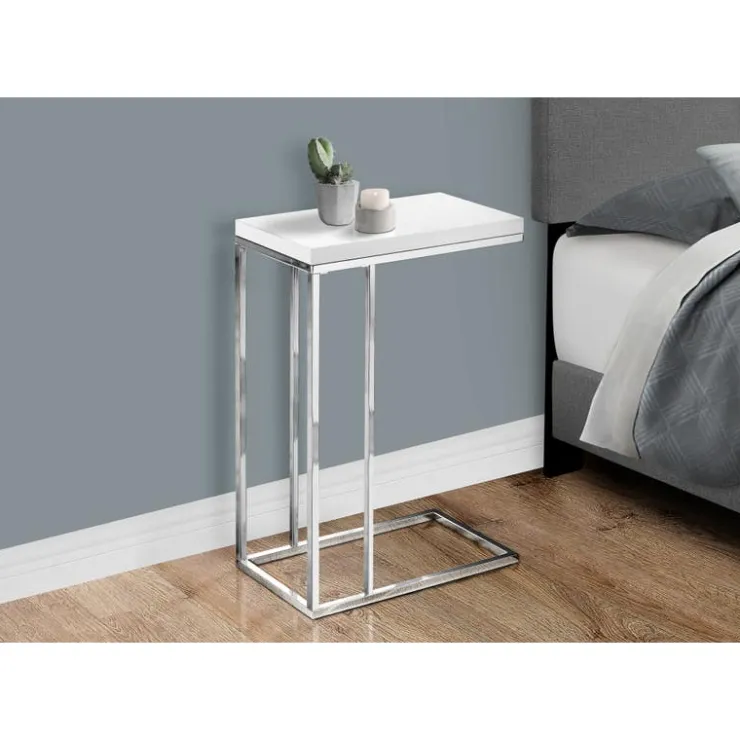 Monarch Accent table - glossy with chrome metal - White Clearance