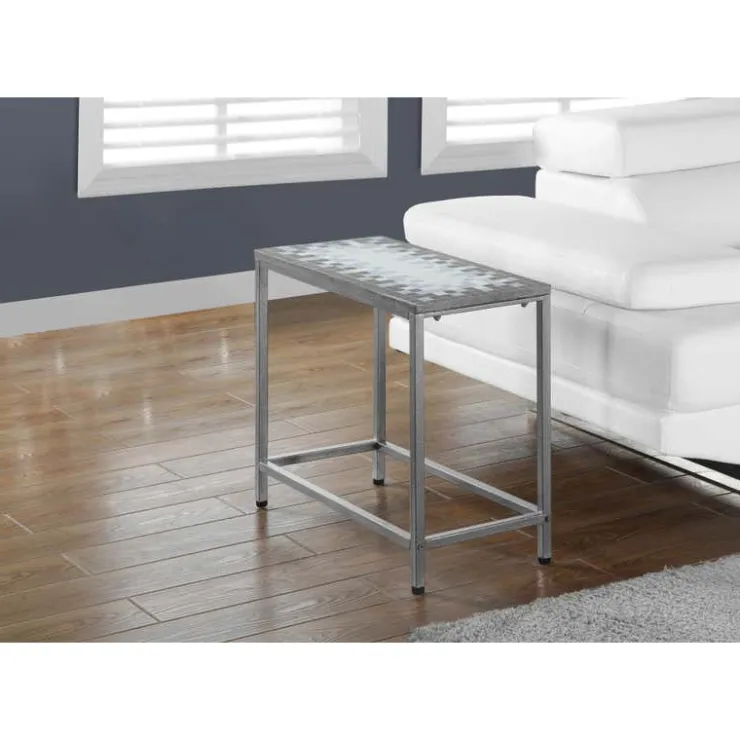 Monarch Accent table - / blue tile top / hammered silver - Grey Discount