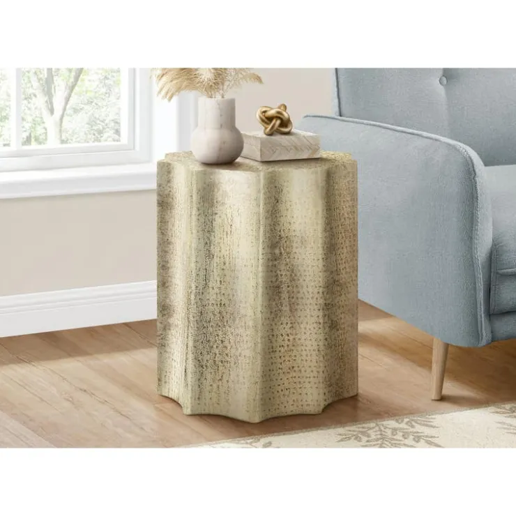 Monarch Accent table - 22"h / antique iron metal end table - Gold Clearance