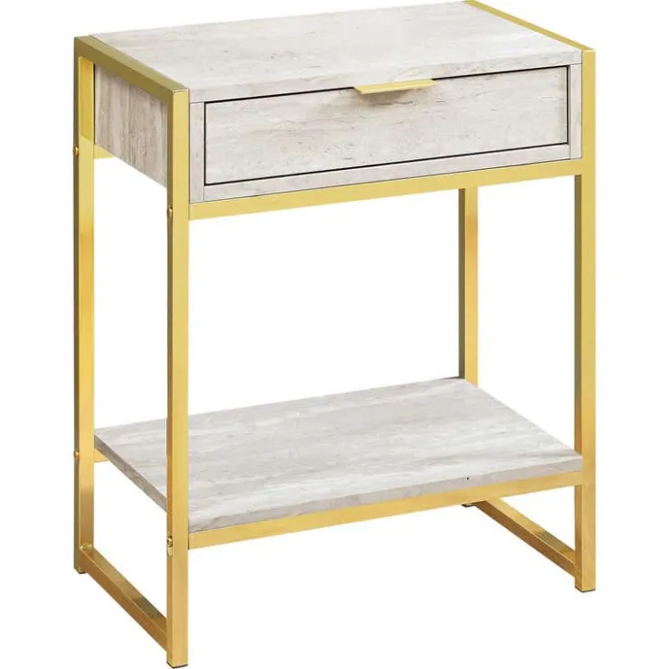 Monarch Accent table - 24"h / marble / gold metal - Beige Outlet
