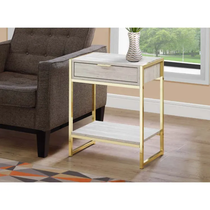 Monarch Accent table - 24"h / marble / gold metal - Beige Outlet
