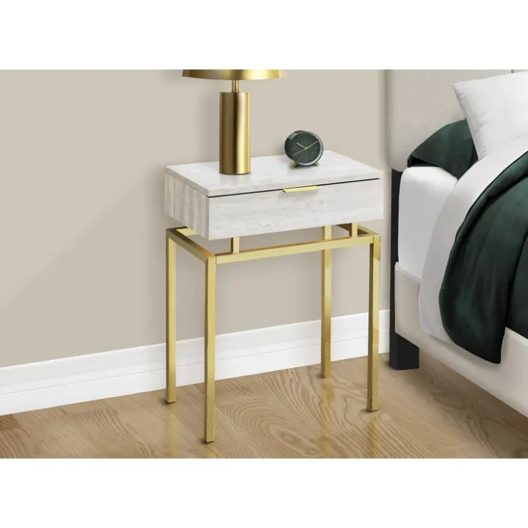 Monarch Accent table - 24"h / marble / gold metal - Beige New