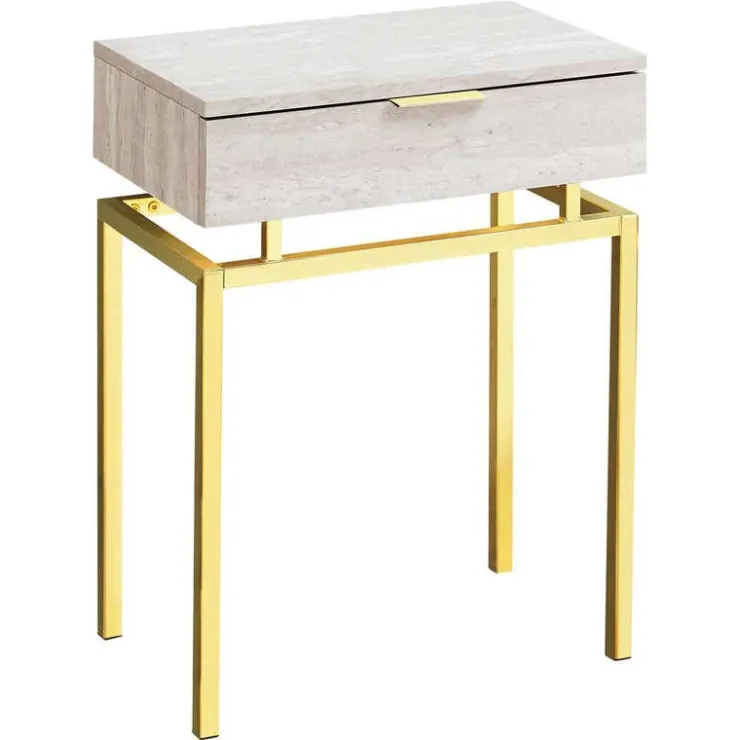 Monarch Accent table - 24"h / marble / gold metal - Beige New