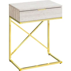 Monarch Accent table - 24"h / marble / gold metal - Beige Discount