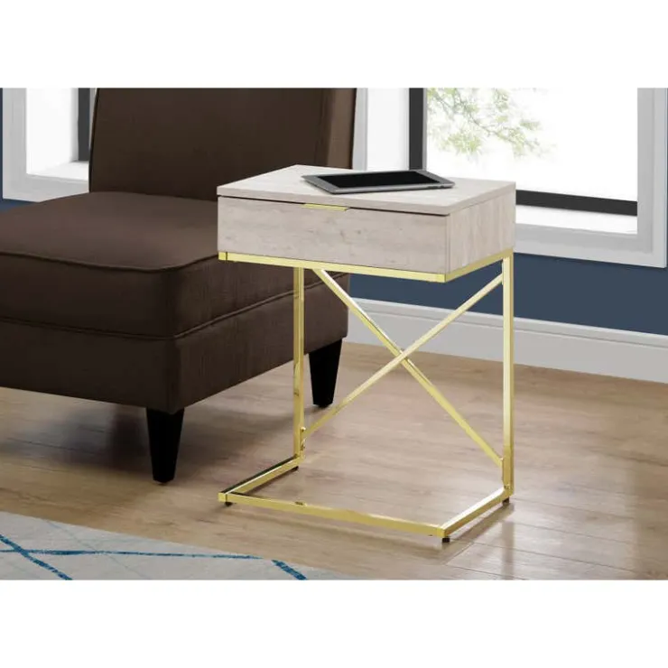 Monarch Accent table - 24"h / marble / gold metal - Beige Discount