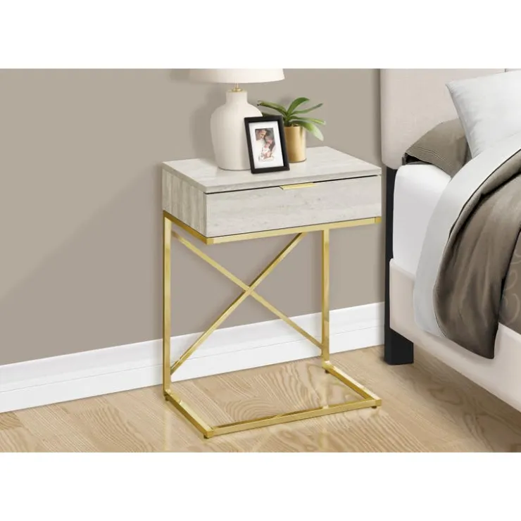 Monarch Accent table - 24"h / marble / gold metal - Beige Discount
