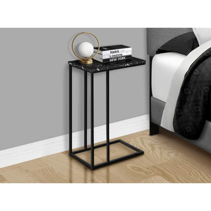 Monarch Accent table - 25"h / marble / metal - Black