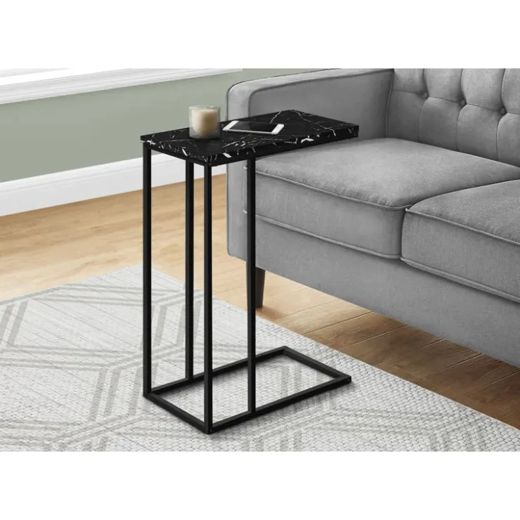 Monarch Accent table - 25"h / marble / metal - Black