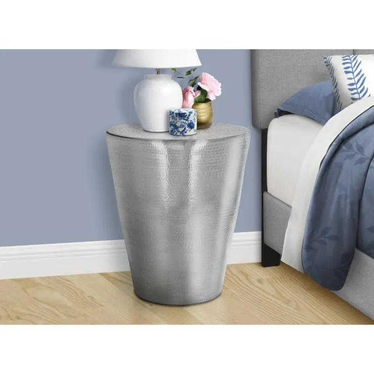 Monarch Accent table - 22"h / iron metal drum end table - Chrome Discount