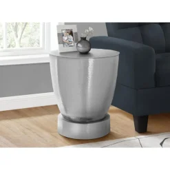 Monarch Accent table - 22"h / iron metal drum end - Chrome Hot