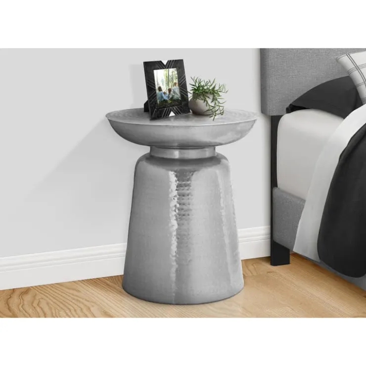 Monarch Accent table - 22"h / iron metal drum end - Chrome Hot