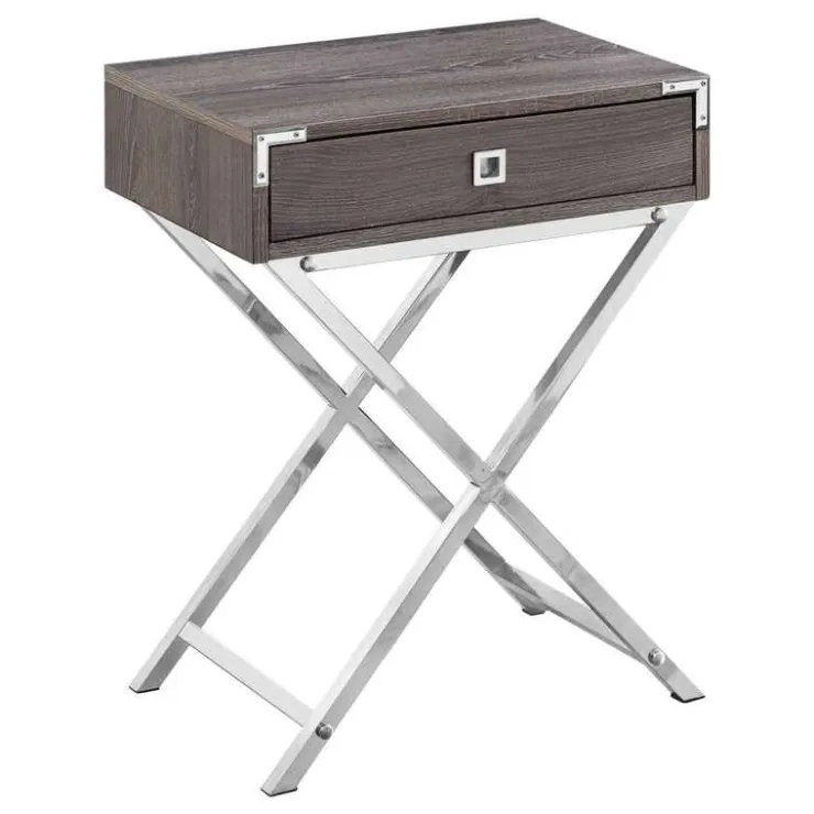 Monarch Accent table - 24"h / / chrome metal - Dark Taupe New