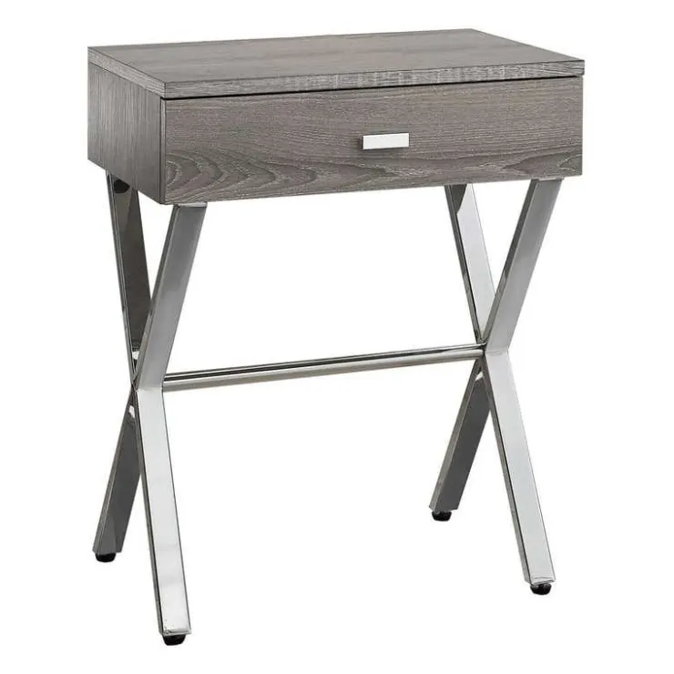 Monarch Accent table - 24"h / / chrome metal - Dark Taupe Outlet