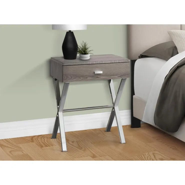 Monarch Accent table - 24"h / / chrome metal - Dark Taupe Outlet