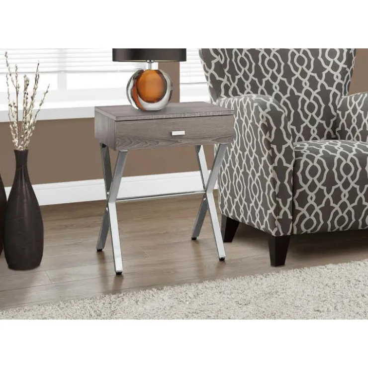 Monarch Accent table - 24"h / / chrome metal - Dark Taupe Outlet