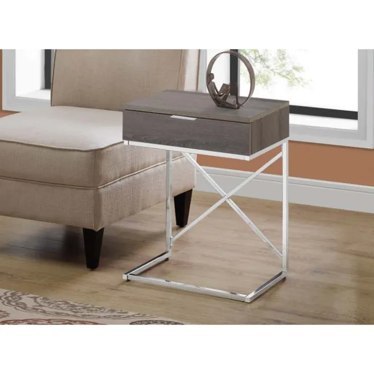 Monarch Accent table - 24"h / / chrome metal - Dark Taupe Discount