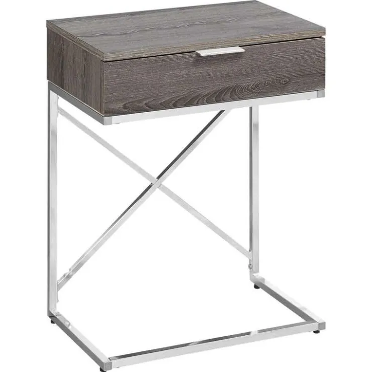 Monarch Accent table - 24"h / / chrome metal - Dark Taupe Discount
