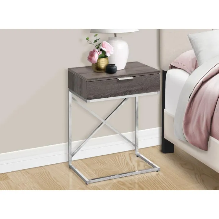 Monarch Accent table - 24"h / / chrome metal - Dark Taupe Discount