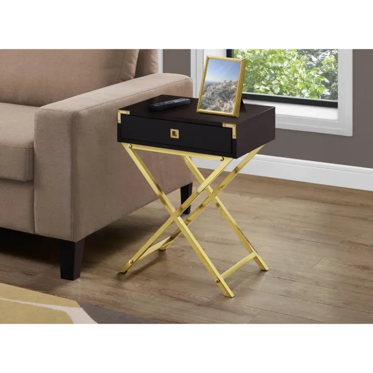 Monarch Accent table - 24"h / / gold metal - Espresso Online