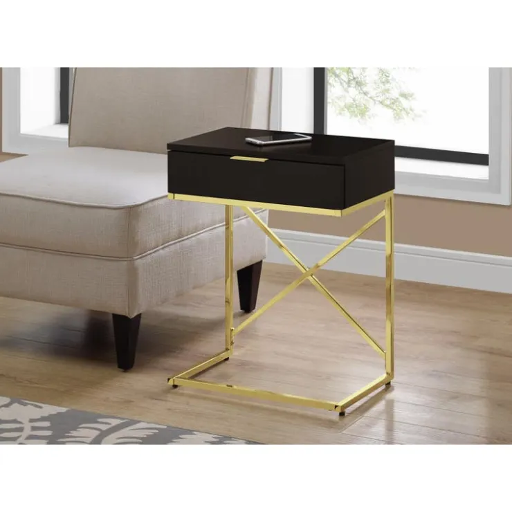 Monarch Accent table - 24"h / / gold metal - Espresso Clearance