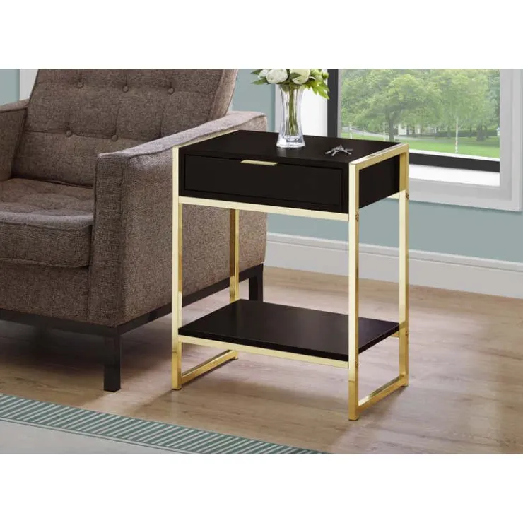 Monarch Accent table - 24"h / / gold metal - Espresso Discount