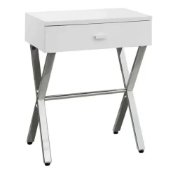 Monarch Accent table - 24"h / glossy / chrome metal - White