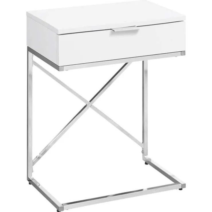 Monarch Accent table - 24"h / glossy / chrome metal - White Clearance