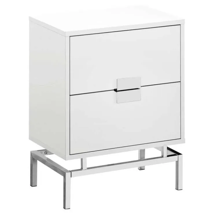 Monarch Accent table - 24"h / glossy / chrome metal - White Clearance