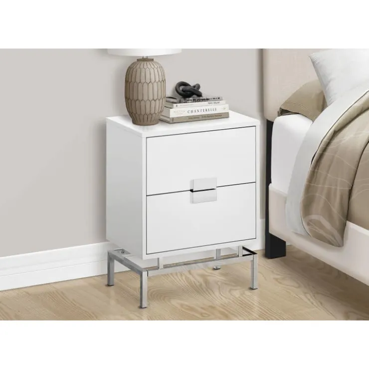 Monarch Accent table - 24"h / glossy / chrome metal - White Clearance