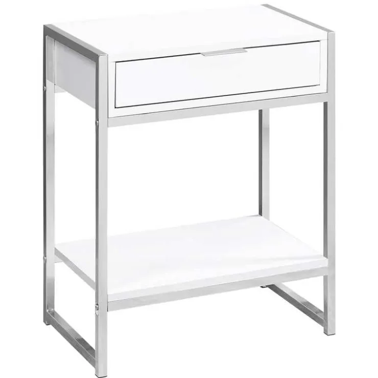 Monarch Accent table - 24"h / glossy / chrome metal - White Online