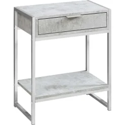 Monarch Accent table - 24"h / cement / chrome metal - Grey Outlet