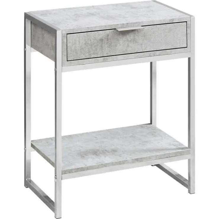 Monarch Accent table - 24"h / cement / chrome metal - Grey Outlet