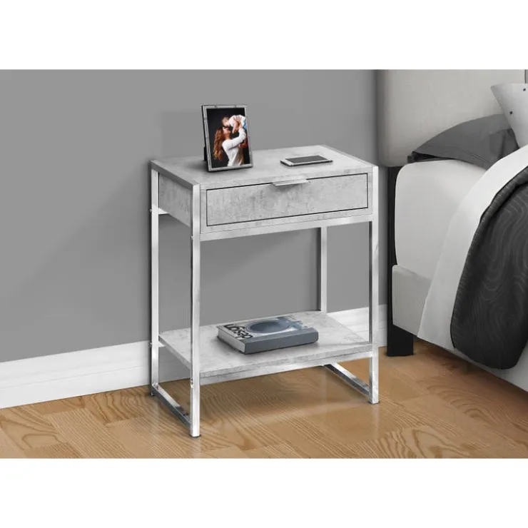 Monarch Accent table - 24"h / cement / chrome metal - Grey Outlet