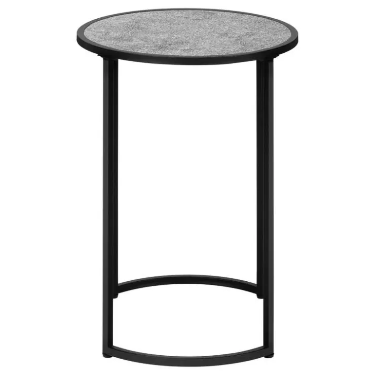 Monarch Accent table - 24"h / stone-look / black metal - Grey Outlet
