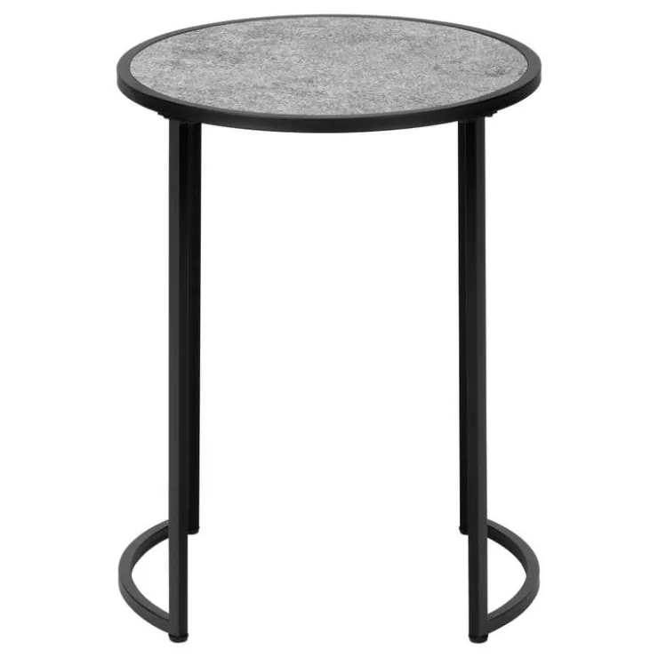 Monarch Accent table - 24"h / stone-look / black metal - Grey Outlet