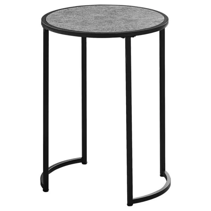 Monarch Accent table - 24"h / stone-look / black metal - Grey Outlet